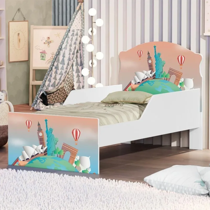 Mini Cama Infantil Volta ao Mundo com Colchão MDF Branca Casah - Casah - Colchões