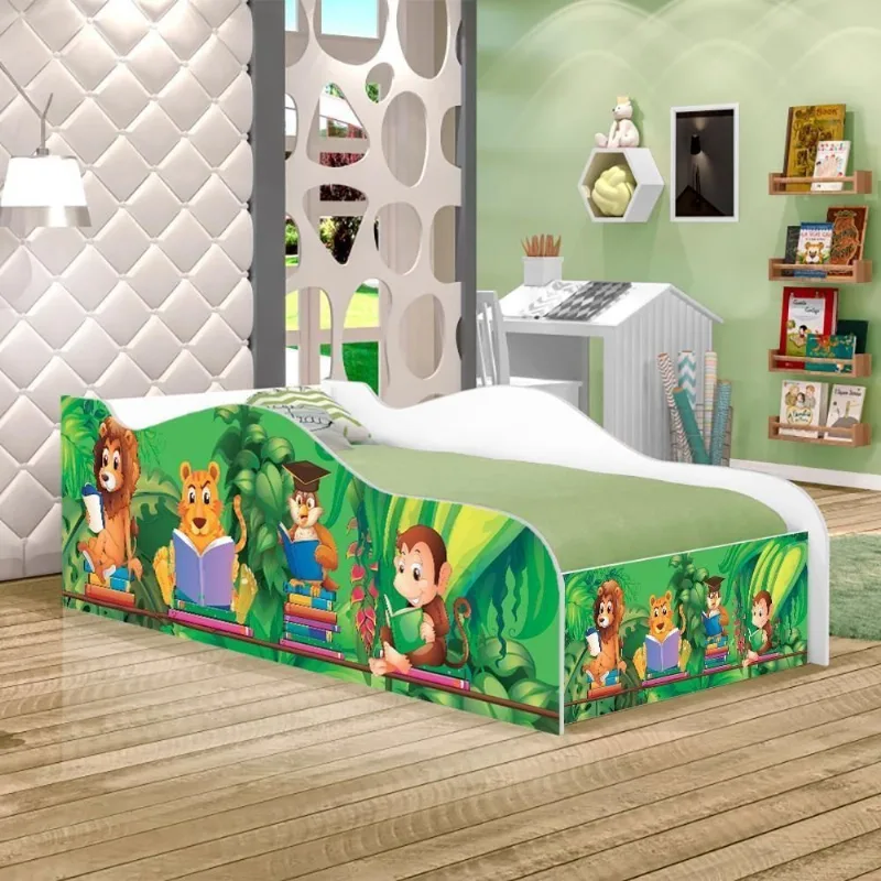 Cama Fun Safari E Zoológico Solteiro Com Colchão