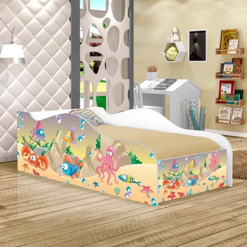 Cama Fun Fundo Do Mar Feliz Solteiro Com Colchão