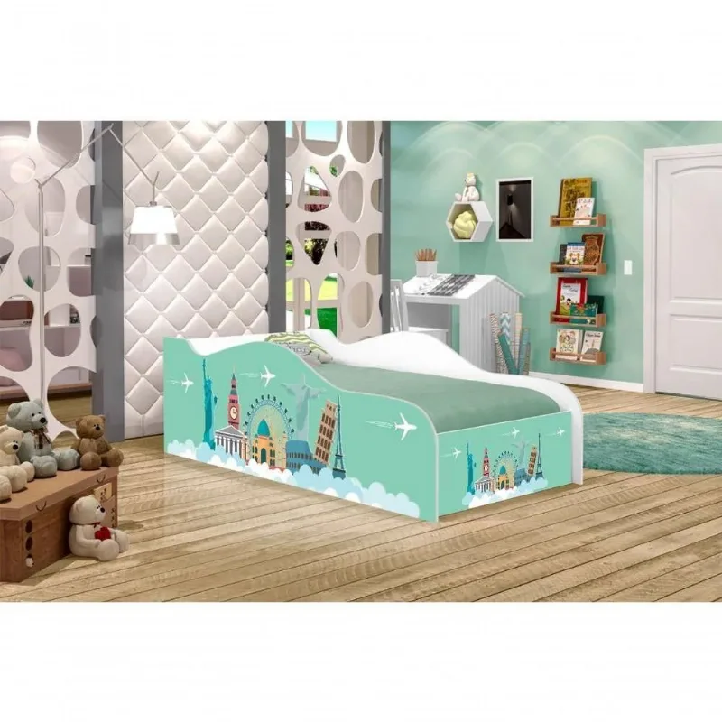 Cama Fun Viagem Pelo Mundo Solteiro Com Colchão - OUTRAS - Colchões