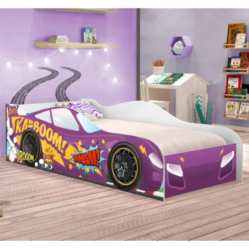 Cama Carro Kaboom Roxo Solteiro Com Colchão - OUTRAS