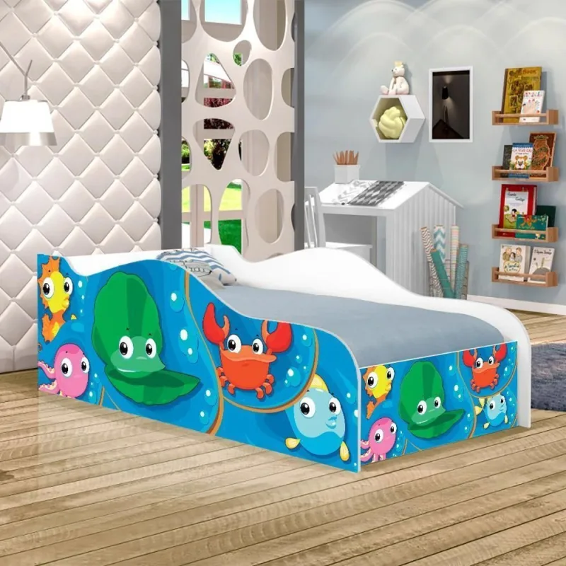Mini Cama Fun Fundo Do Mar Peixes Infantil Com Colchão - Cambel Moveis - Agro