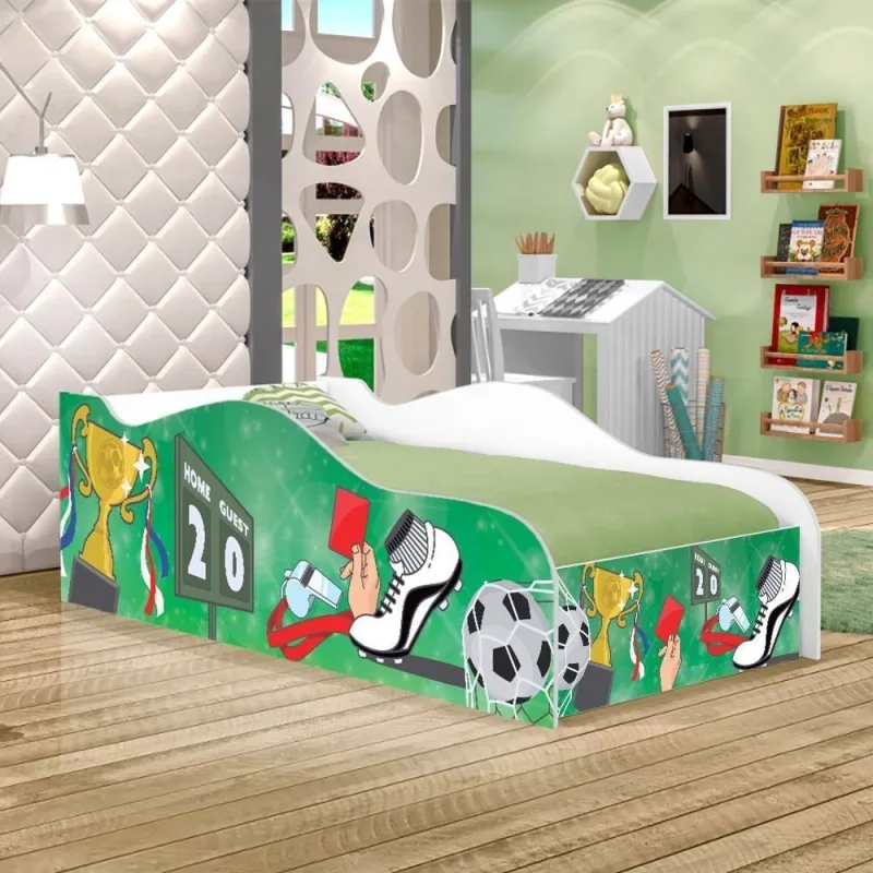 Mini Cama Fun Partida De Futebol Infantil Com Colchão - Cambel Moveis