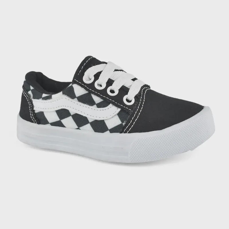 Tênis Botinho S268 Casual Menino Infantil Preto Xadrez
