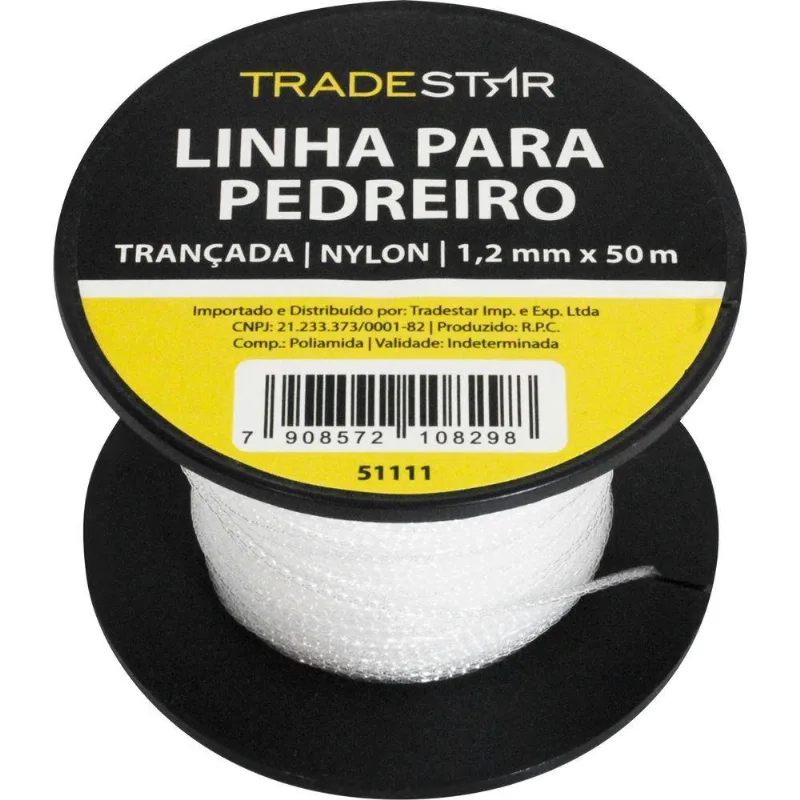 Linha Pedreiro Nylon Trançada 0,8mmx50m Bca Com 2 Tradestar