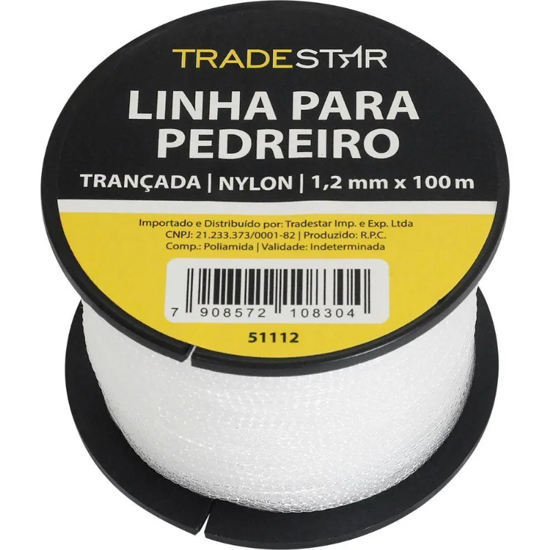 Linha Pedreiro Nylon Trançada 0,8mmx100m Bca Com 2 Tradestar