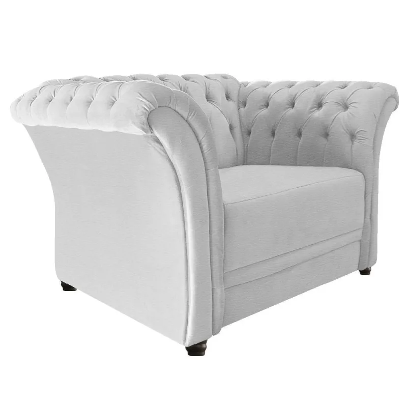 Poltrona Decorativa Chesterfield Sofia Corano Branco - OUTRAS