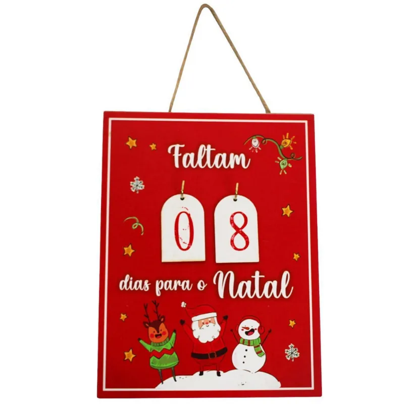 Enfeite Natalino Placa De Natal Madeira Contagem Regressiva