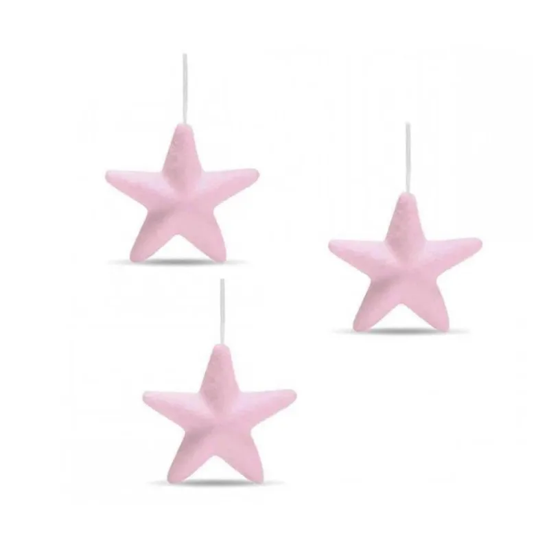 Enfeite Pendente Estrela Rosa Com 3