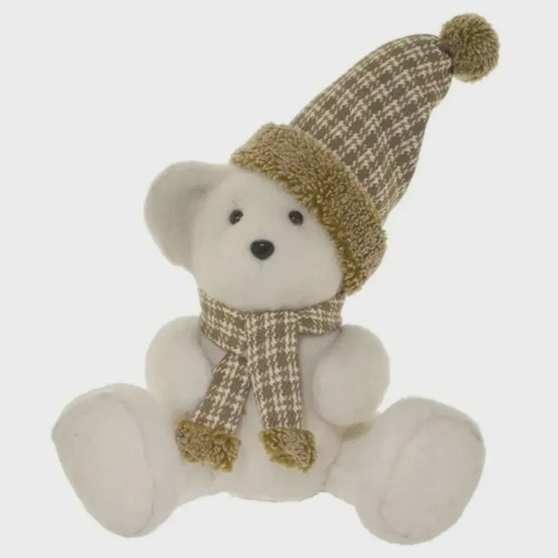 Urso Natalino Branco 26x20x28cm NS0658 - Rio Master