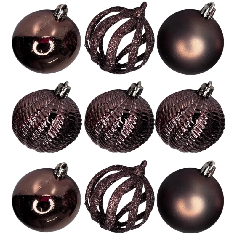 Bolinha De Natal Mix De Modelos C/ 9 Peças 6cm - Cobre Rio Master