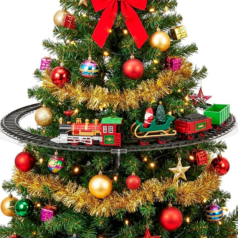 Trem Locomotiva Árvore Natal Trilho Elétrico Musical De 75cm