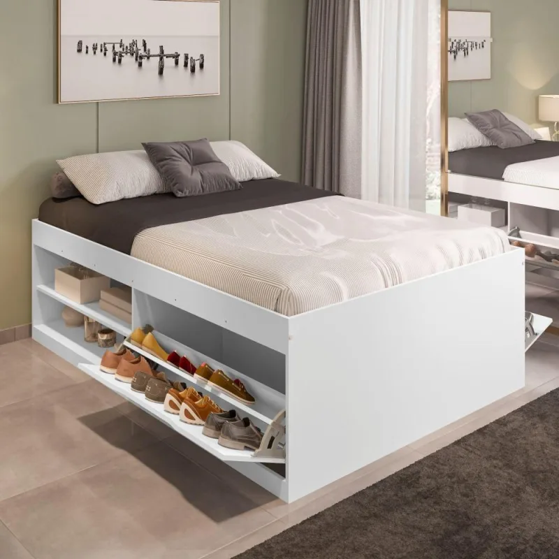Cama De Casal Box Sapateira Moal Branco - Framar