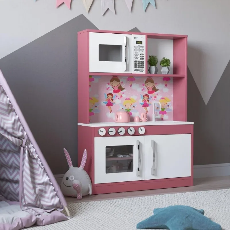 Mini Armário Cozinha Isabelly Branco Rosa