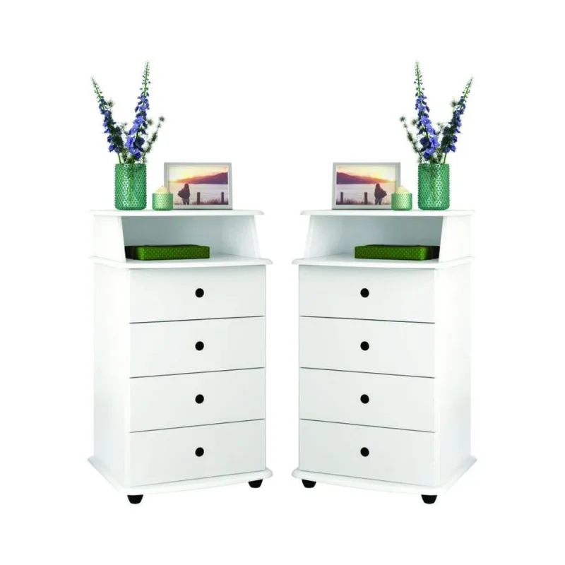 Conjunto De Mesas De Cabeceira Kansas Ll Branco - EJ Móveis
