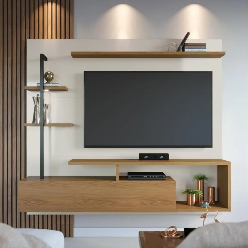 Home Suspenso Maragogi para Tv Até 58 Polegadas 180cm MDP Off White Freijó Colibri Móveis - colibri móveis