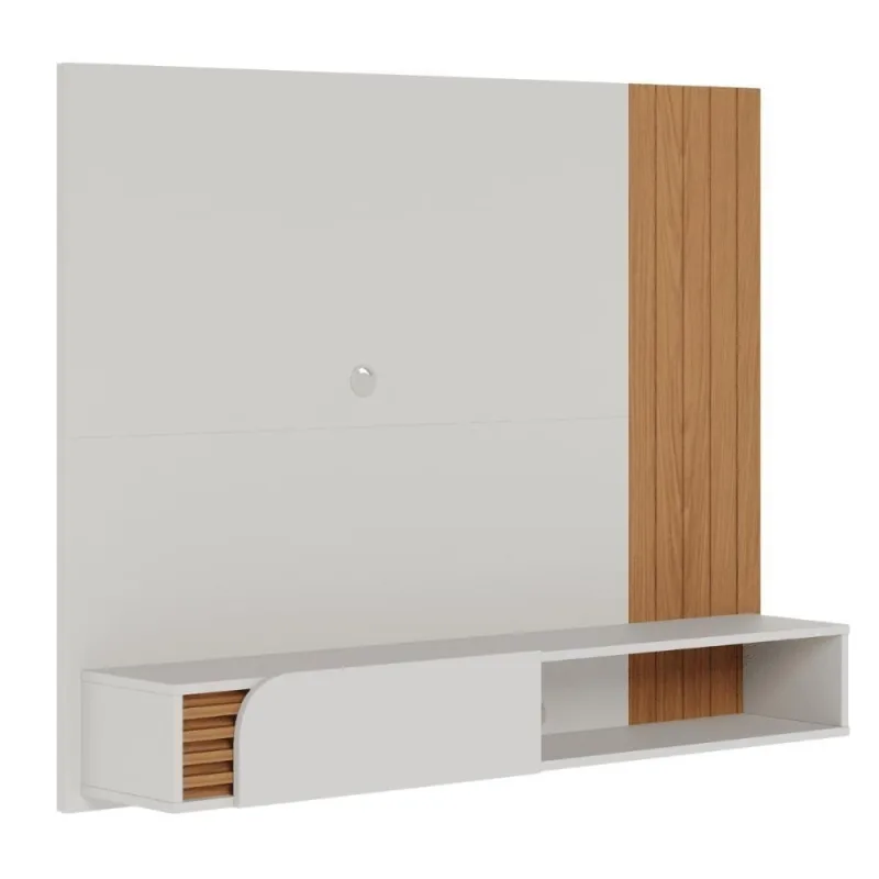 Home Suspenso Jurere para Tv Até 60 Polegadas 136cm Ripado Off White Freijó Colibri Móveis - colibri móveis