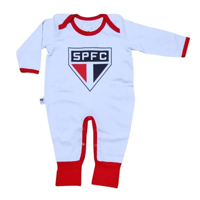Macacão Bebê Longo São Paulo Tricolor Oficial M / Branco