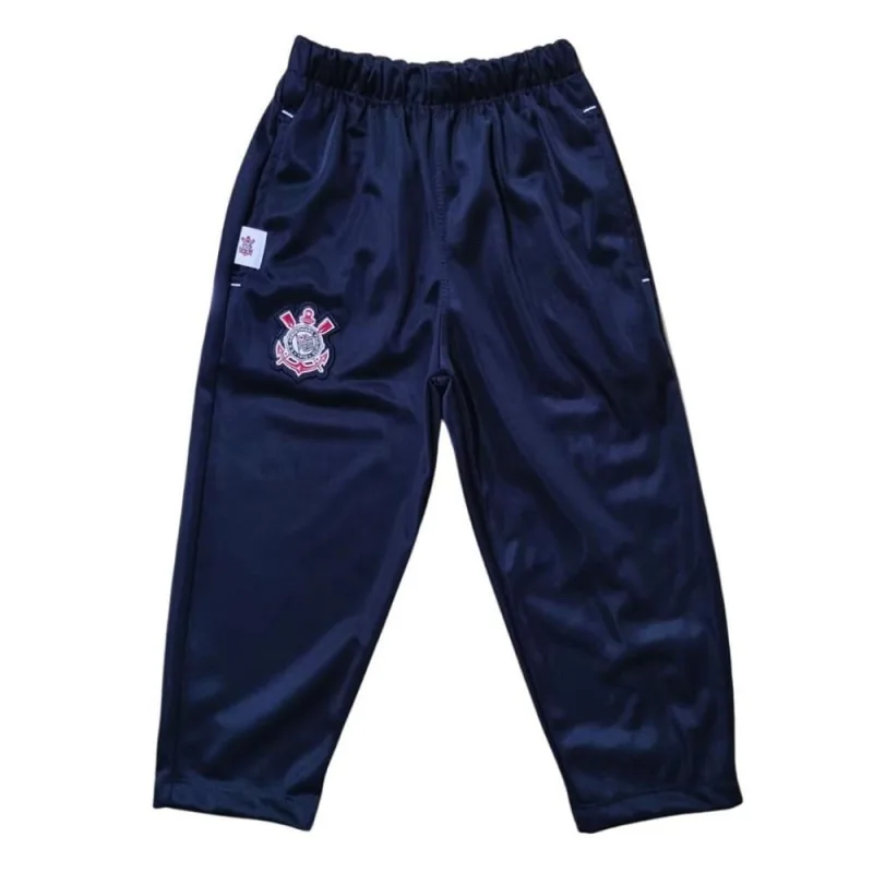 Calça Infantil Corinthians Preta Flanelada Oficial - Revedor