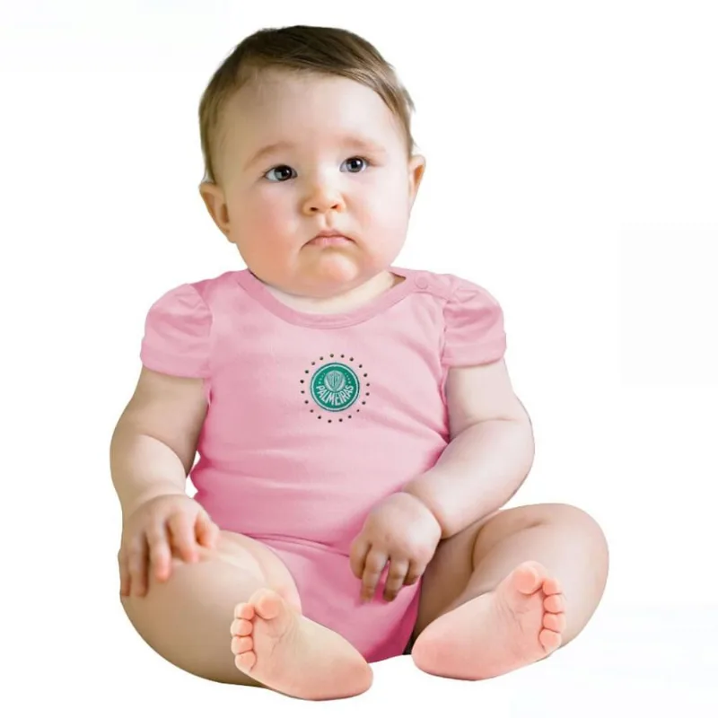 Body Bebê Palmeiras Rosa Manga Curta Oficial M