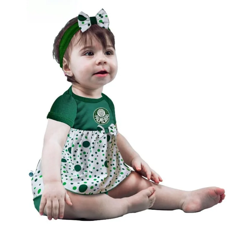 Body Vestido Palmeiras Bolinhas Com e Tiara Oficial G