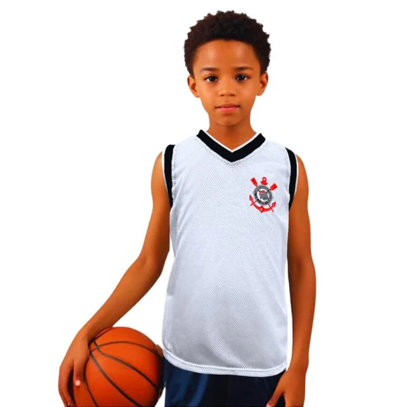 Camiseta Infantil Corinthians Regata Basket Style Oficial - Revedor