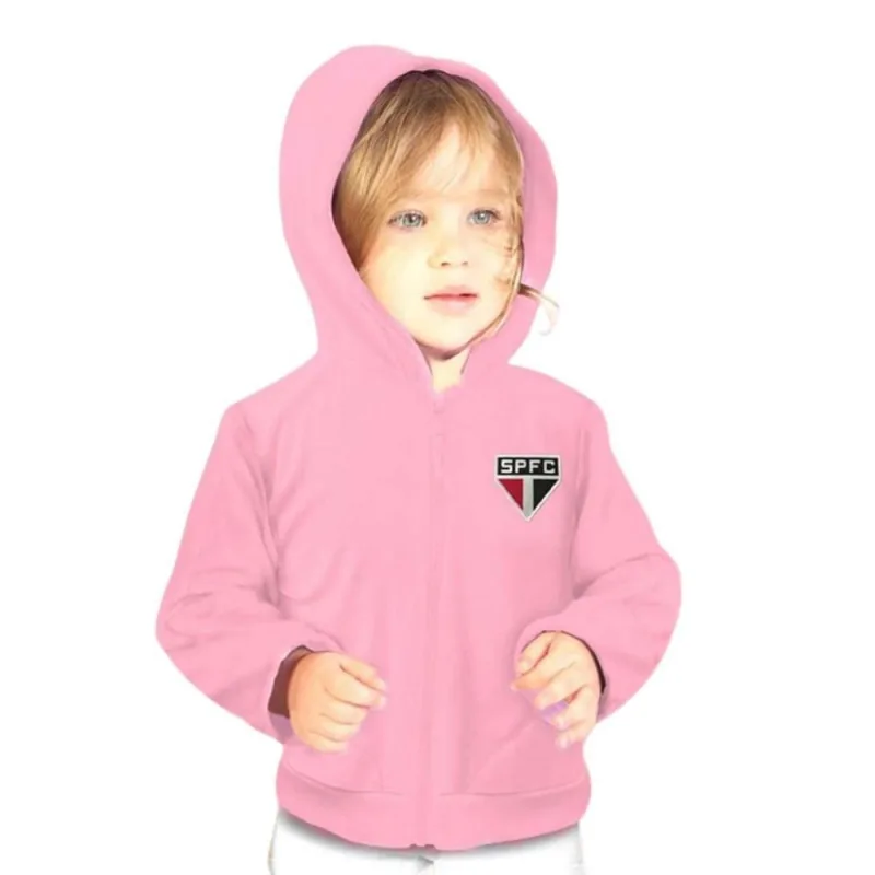 Blusa Jaqueta Rosa São Paulo Infantil Juvenil Plush - Revedor - Moda