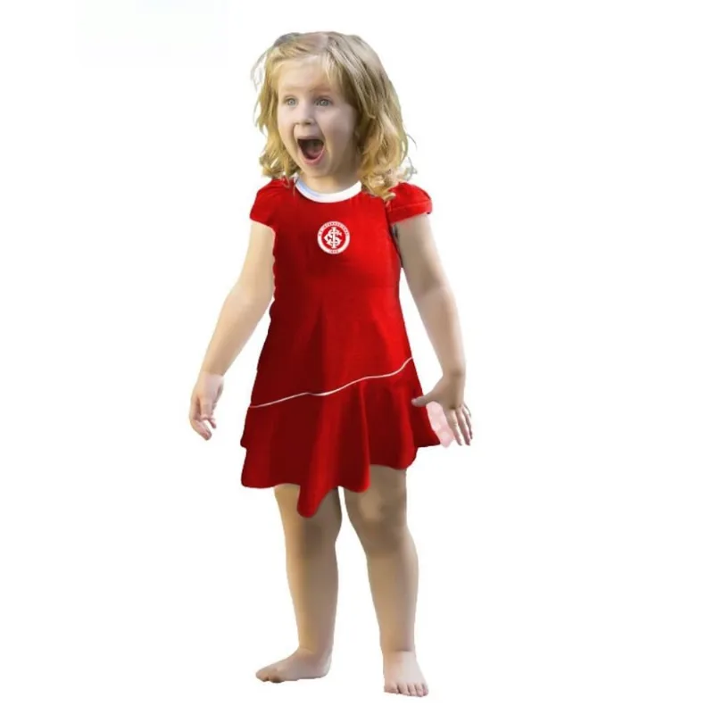 Vestido Bebê ao Infantil Internacional Vermelho Onda Oficial Tam 8