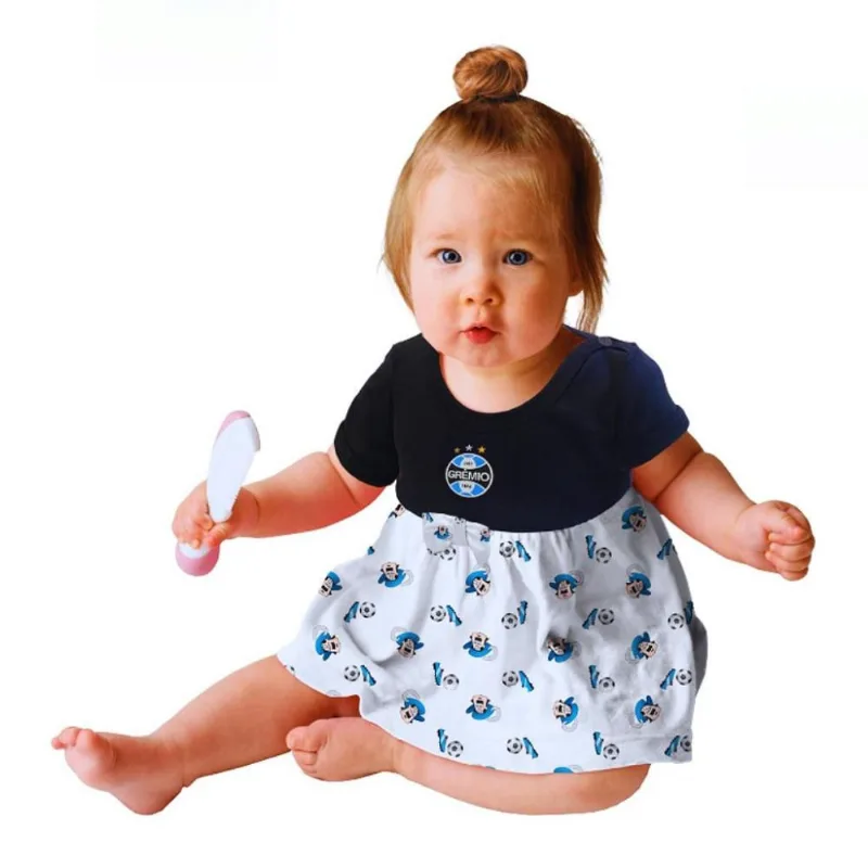 Body Vestido Bebê Grêmio Estampa Mascote Oficial G