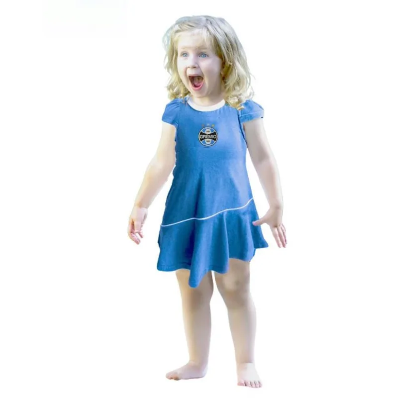 Vestido Bebê ao Infantil Grêmio Azul Onda Oficial M