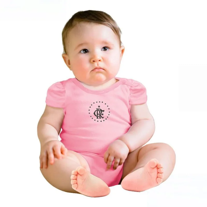 Body Bebê Flamengo Rosa Manga Curta Oficial G