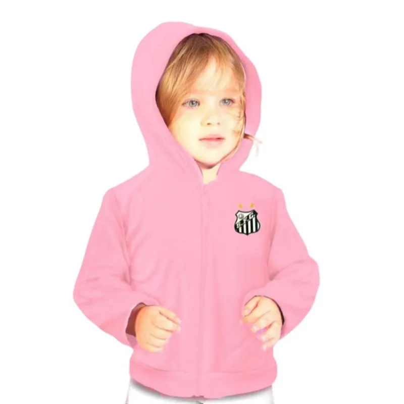 Blusa Jaqueta Rosa Santos Infantil Juvenil Plush - Revedor