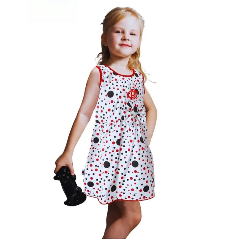 Vestido Infantil Flamengo Bolinhas Oficial - Revedor