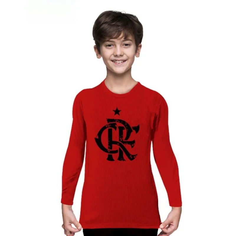 Camiseta Infantil Flamengo Manga Longa Vermelha Unissex - Revedor