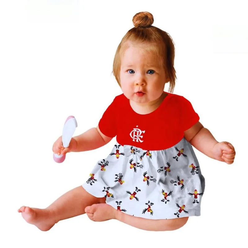 Body Vestido Bebê Flamengo Estampa Mascote Oficial G