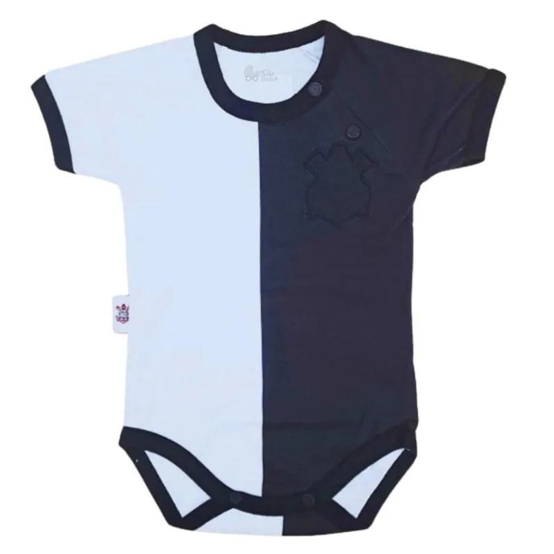 Body Corinthians Preto e Branco Escudo Preto Oficial G