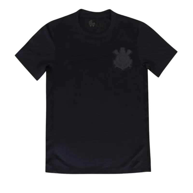 Camiseta Infantil Corinthians All Black Escudo Preto - Revedor