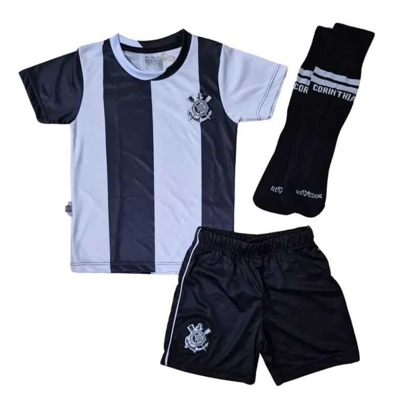 Kit Infantil Corinthians Uniforme Jogo Listrado II Oficial - Revedor