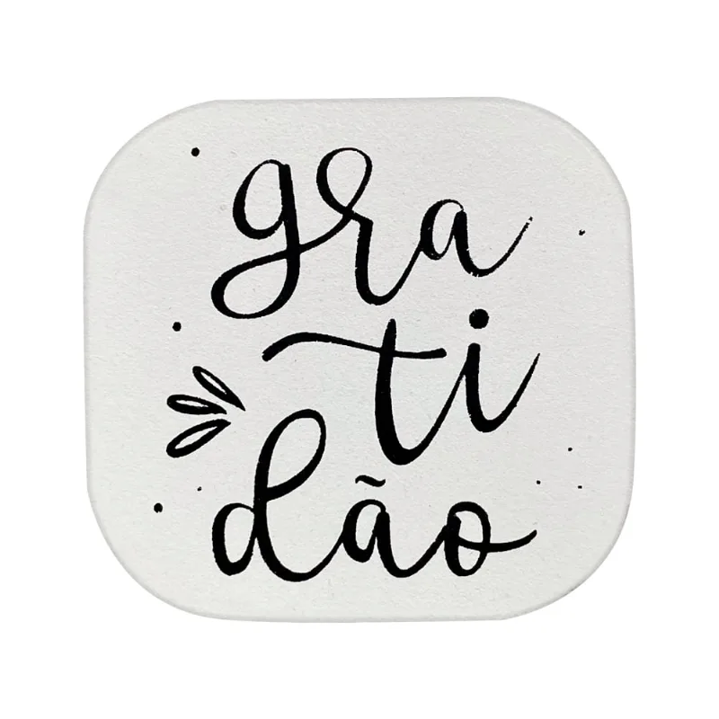 Suporte Decorativo de Madeira Gratidão Branco 6x6x5 Cm - D'Rossi - DRossi