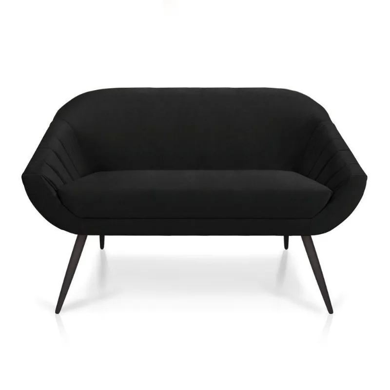 Namoradeira Giovana 02 Lugares Veludo Estilo na cor Preto - DRossi