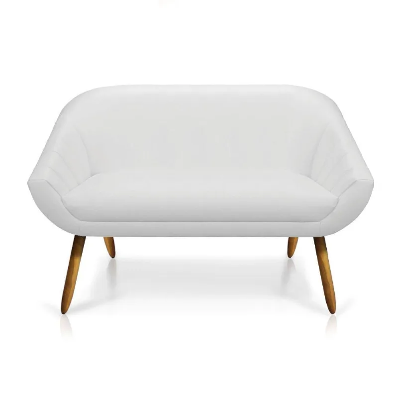 Namoradeira Giovana 02 Lugares Corino sofisticado na cor Branco Castanho - DRossi