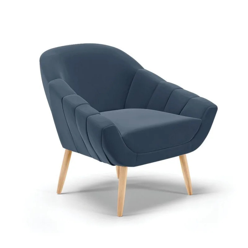 Poltrona Giovana Suede Azul Marinho Natural - DRossi