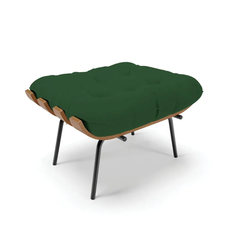 Puff Costela Veludo Verde Base Metálica Preto - D'Rossi - DRossi