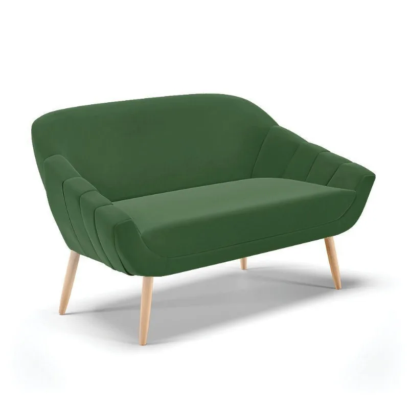 Namoradeira 02 Lugares Suede Pés Palito Natural Cor Verde