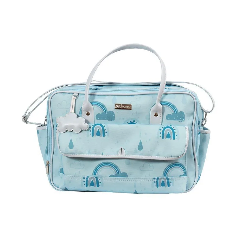 Bolsa de Maternidade Média Arco-Íris Momole Azul Único
