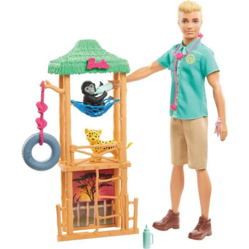 Boneco Mattel Ken Profissões Veterinário Animais Selvagens
