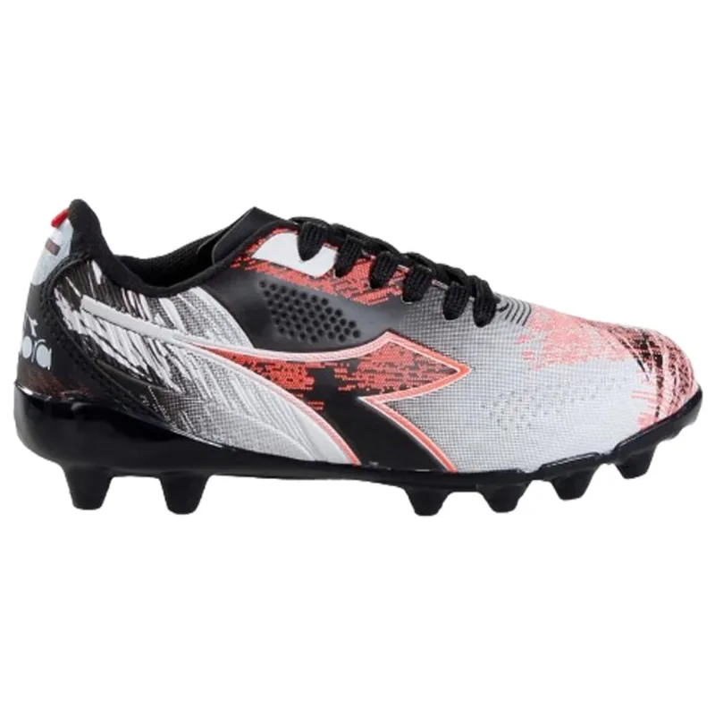 Chuteira Diadora Agilitá Campo Infantil - Branco e Preto e Coral - Diadora