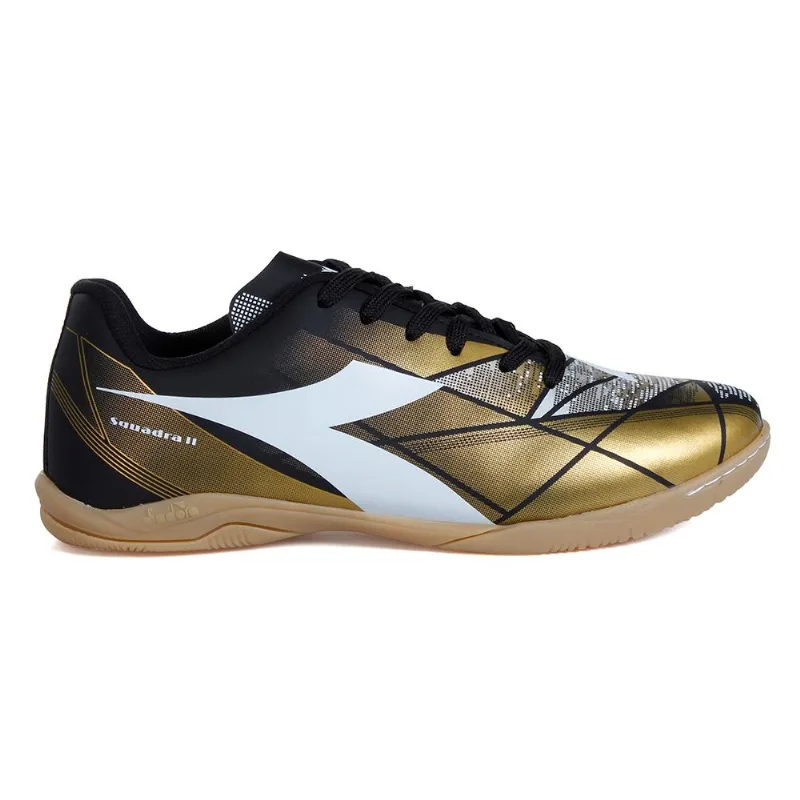 Chuteira Diadora Futsal Squadra Ii Preto/dourado/branco 039 - Diadora
