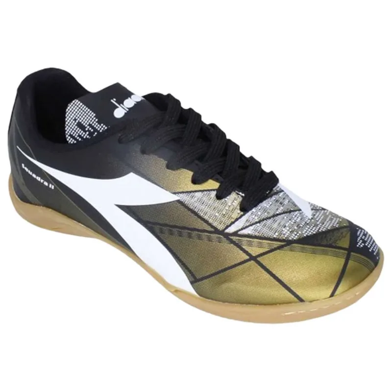 Chuteira Diadora Squadra ii Futsal Infantil - Preto e Dourado - Diadora