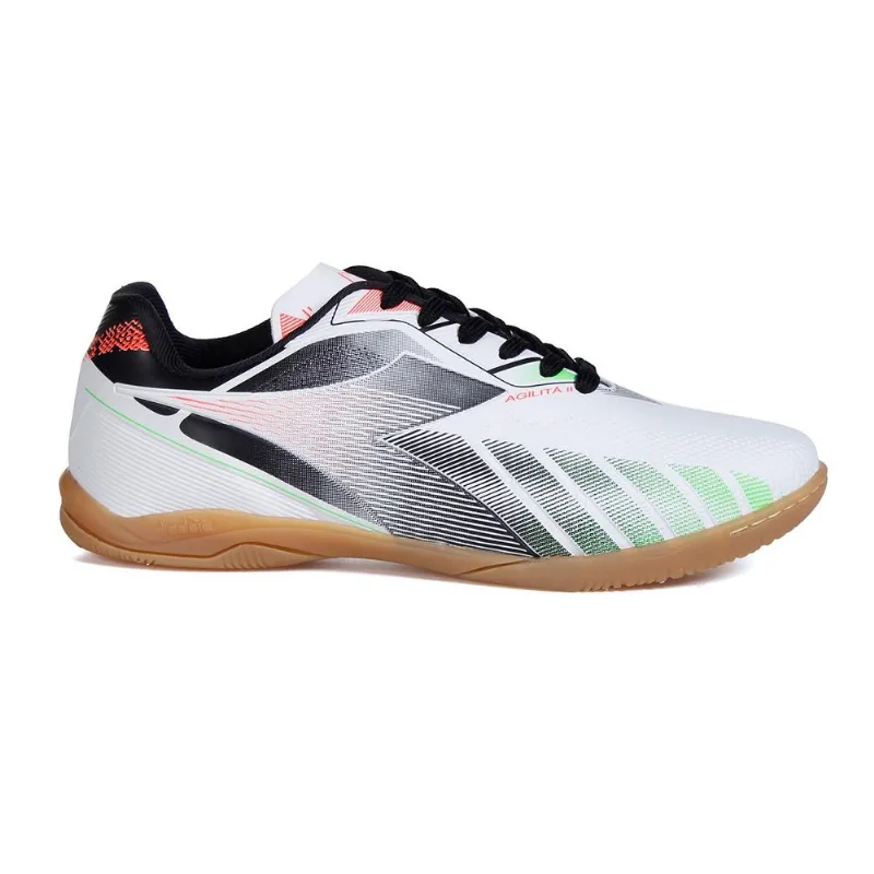 Chuteira Diadora Futsal Agilita Ii Branco/preto/verde Neon/laranja 038 - Diadora